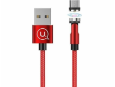 Usams USB kabel USAMS Magnetický kabel U59 microUSB 2.1A Fast Charge 1m opletený červený / červený SJ474USB02 (US-SJ474) nastavitelný úhel