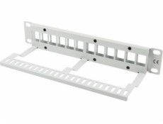 Lanberg PATCH PANEL PRÁZDNÝ 12 PORT 1U 10 S ORGANIZÉROM PRE MODULY KEYSTONE ŠEDÁ LANBERG
