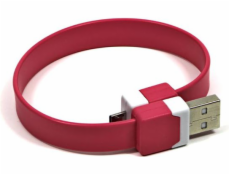 USB kábel Logo microUSB pútko na zápästie, ružové