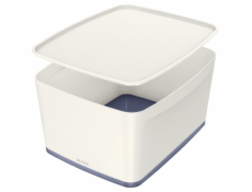 LEITZ Úložný box s vekom MyBox, veľkosť L, biela/sivá
