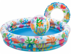 Set: nafukovací bazénik 132 x 28 cm + lopta a kruh INTEX 59469