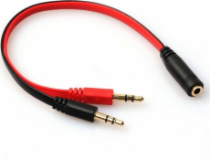 Kábel Mozos Jack 3,5 mm - Jack 3,5 mm x 2 0,2 m červený (ASM-2)