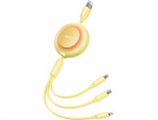 Baseus Bright Mirror 2, USB kábel 3 v 1 pre micro USB/USB-C/Lightning 3,5 A 1,1 m (žltý)