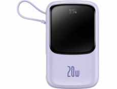 Powerbanka Baseus Qpow Pro s káblom Lightning, USB-C, USB, 10000 mAh, 20 W (fialová)