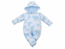 Zateplená kojenecká kombinéza s kapucí Baby Service Sloni modrá