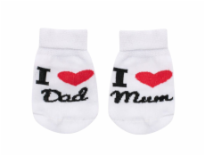 Kojenecké bavlněné ponožky New Baby I Love Mum and Dad bílé