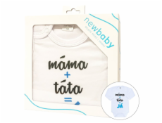 Body s potiskem New Baby máma plus táta rovná se JÁ - dárkové balení