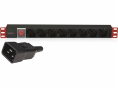 Techly Power Strip Rack 1U 8x Schuko/UNEL, kábel C20 3m, 16A