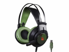 A4tech Bloody J437 herní sluchátka s mikrofonem, 7.1.,7 barev podsvícení, USB, zelená barva