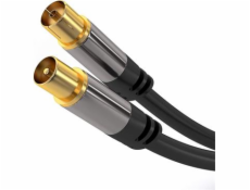 PremiumCord TV antenní HQ propojovací kabel M/F 75Ohm (135dB) 4x stínený 1,5m