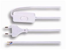 Solight flexo šňůra, 2m, 2 x 0,75mm2, bílá, plochá, vypínač - PF50