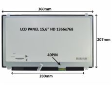 LCD PANEL 15,6  HD 1366x768 40PIN MATNÝ / ÚCHYTY NAHOŘE A DOLE