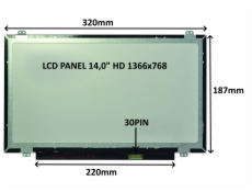 LCD PANEL 14,0  HD 1366x768 30PIN MATNÝ / ÚCHYTY NAHOŘE A DOLE