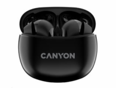 CANYON TWS-5 BT sluchátka s mikrofonem, BT V5.3 JL 6983D4, pouzdro 500mAh+40mAh až 38h, černá