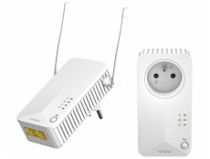 STRONG sada 2 adaptérů Powerline WF 600 DUO FR/ Powerline 600 Mbit/s/ Wi-Fi 300 Mbit/s/ 2x LAN/ bílý