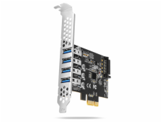 AXAGON PCEU-43RS, PCIe řadič, 4x USB 3.2 Gen 1 port, UASP, napájení z PCIe nebo SATA, SP & LP