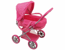Hluboký kočárek pro panenky Baby Mix puntíkovaný růžový