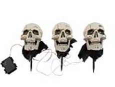 Halloweenské svítící lebky s kolíky, sada 3 ks, 29cm