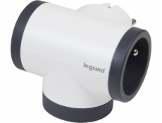 LEGRAND Revolution rozbočovač otočný 2x2P+T, nabíjačka USB A+C, bielo-šedá