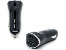 Beline Charger sama. Beline 1XUSB a 1XUSB-C 5A 30W BLACK/BLACK (pouze hlava)