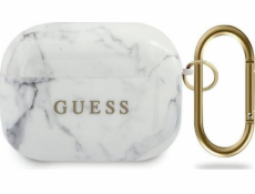 Ochranné puzdro Guess GUACAPTPUMAWH Marble Collection pre AirPods Pre biele
