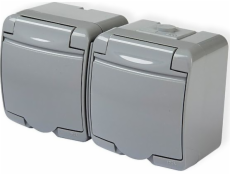 Karlik Junior Double Socket s šedou chlopnou (10ghe-2)