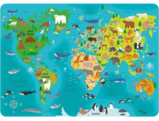 Mapa světového světa derform laminované podložky derformových zvířat
