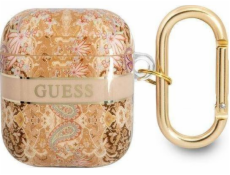 Ochranné puzdro Guess Paisley Strap Collection pre slúchadlá AirPods zlaté