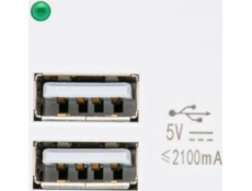 Zásuvka USBX2 s nabíječkou MacLean, Double, 2.1a Fast Charge, White, MCE728W