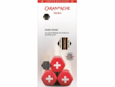 Caran d`arche tužka sada Caan d Ace Swiss Wood, HB, 3 ks + elastický a ořezávátko, mix barev