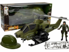 Leantoys Vojenská figurka - vrtulník, helma a voják (7877)