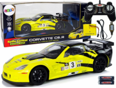 Import leantoys Auto Sportowe Wyścigowe R/C 1:18 Corvette C6.R Żółty 2.4 G Światła