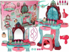 Leantoys Import Beauty Set Toaletný stolík so zrkadlom Light Sound Šperky tmavo ružové