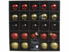 Ozdoba vánoční koule 25 ks / 3 cm červeno - zlatý mix