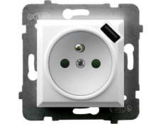 Single Nest Ospel Aria GP-1UZPUSB/M/00 s uzemněním s výňatky s nabíječkou USB 2.1A bílá