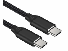 Kabel USB-C M/M, 240W 480Mbps černý bavlněný oplet, 1m