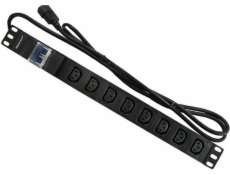 Qoltec Power Strip PDU Anti-Overload for 19 RACK | 1U | 10A | 8xIEC C13 | C16 fuse | 2m