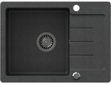 Steiner Johnny 116 Sink Stehingran Granite Black 1-Chamber Z/O (60x44x18.5), se sifonem a plug nerezovou ocelí