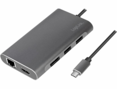 LogiLink DockingStation USB 3.2 Gen1, USB-C, 8-Port, PD, Silber