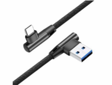 GEMBIRD Premium jeans/denim Type-C USB cable with metal connectors 1 m black angled both sides