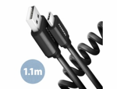 AXAGON BUCM-AM20TB, TWISTER kabel USB-C <-> USB-A, 1.1m, USB 2.0, 3A, ALU, tpe, černý