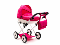 Dětský kočárek pro panenky New Baby COMFORT růžový s puntíky