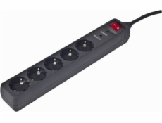 Gembird SPG5-C-10 surge protector Black 5 AC outlet(s) 250 V 3 m