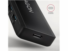 AXAGON HUE-C1A, 4x USB 5Gbps TRAVEL hub, USB-C napájecí konektor, kabel USB-A 19cm