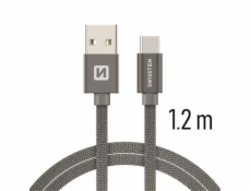 Swissten Kabel Textile Usb-C 1,2 M Šedý