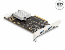 Delock PCI Express x8 karta se 2 x USB 20 Gbps USB Type-C™ samice a 2 x USB 5Gbps Typu-A samice - Quad Channel
