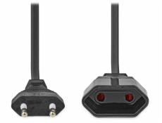 NEDIS napájecí kabel pro adaptéry/ Euro zástrčka - Euro zásuvka/ přímý-přímý/ dvoulinka/ černý/ 2m