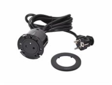 Legrand - Incara™ Disq 60 - Zapuštěná zásuvka 2P+T, černá, 2m