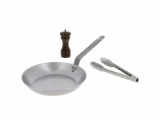Sada na steaky de Buyer, 5610.03, box STEAKLOVER, pánev 26 cm, mlýnek na pepř, nerez kleště