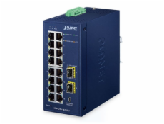 Planet IGS-4215-16T2S-U průmyslový L2 switch 16x 1Gb TP + 2x SFP, IP30, -40 až 75°C, SNMP/USB, 9-48VDC/24VAC
